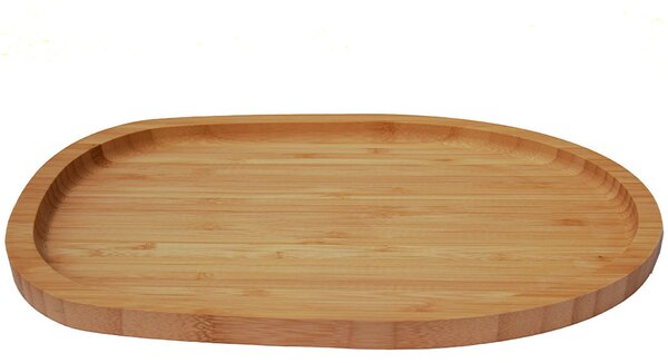 Platou Pufo din lemn de bambus pentru servire alimente, aperitive, dulciuri, pizza, 30.5 cm, maro