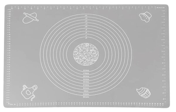 Plansa modelatoare din silicon Pufo pentru masurat, rulat sau framantat aluat de patiserie, cofetarie, brutarie, 64 x 49 cm, gri