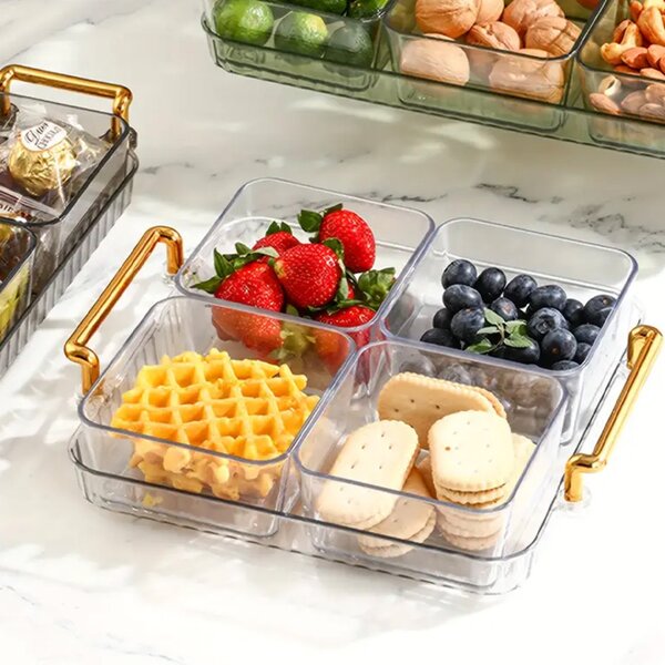 Tava decorativa Pufo Ellegant pentru servire aperitive, prajituri, fructe, cu manere, 32 cm
