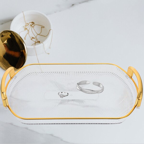 Tava decorativa Pufo Ellegant pentru servire aperitive, prajituri, fructe, cu manere rotunde, 35 cm