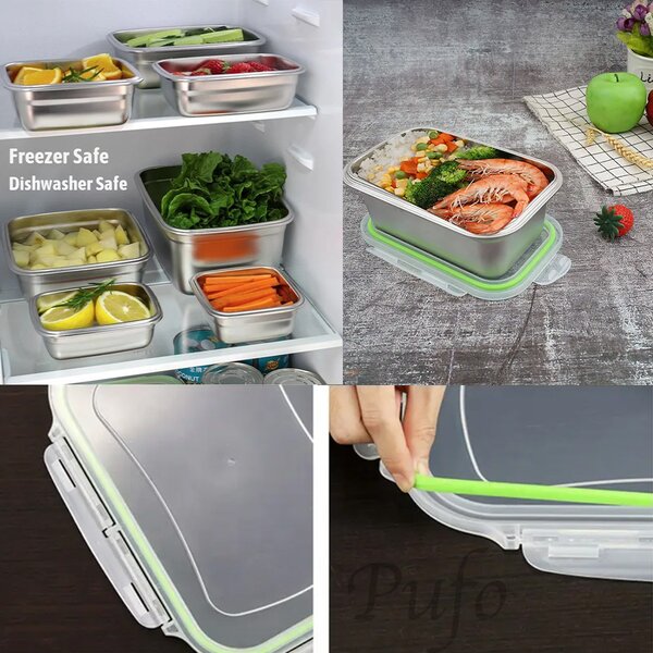 Tava gastronorm Pufo din inox cu capac etans pentru depozitare alimente, ideal pentru catering, restaurante, fast food, capacitate 5 L