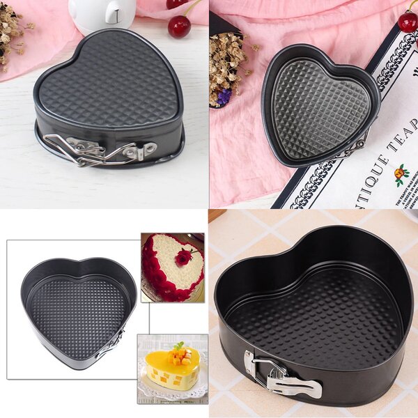 Tava metalica pentru copt prajituri Pufo Hearty in forma de inima, cu baza detasabila