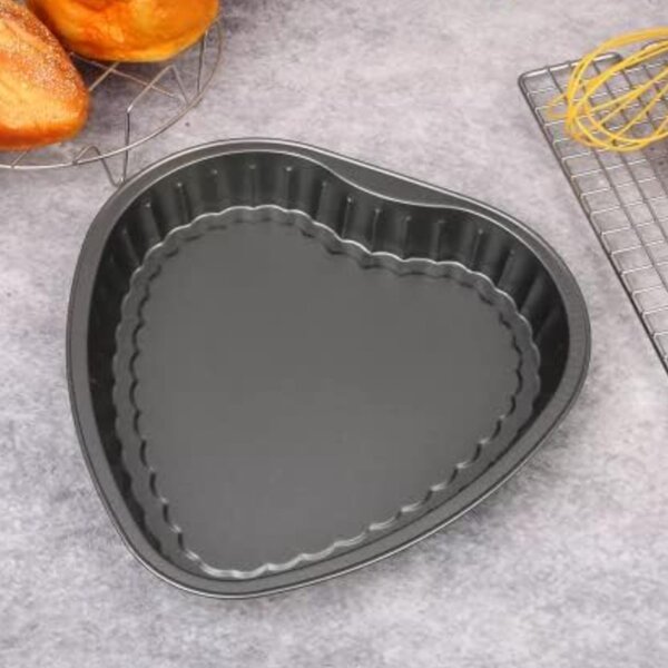 Tava metalica pentru copt prajituri Pufo Heart in forma de inima, inox, 27 cm