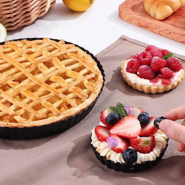 Tava rotunda metalica Pufo Cookies pentru prajituri, placinte, cu baza detasabila, 28 cm