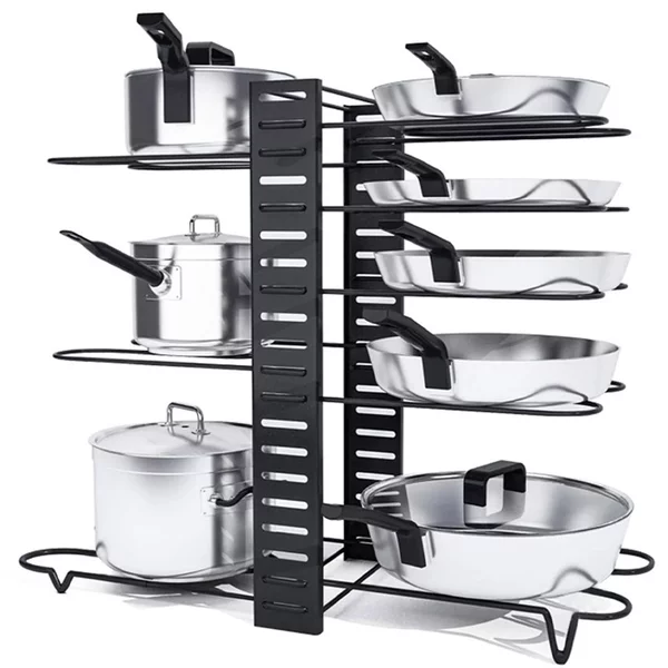 Organizator ajustabil metalic pentru organizare tigai, oale, tocatoare, 46 x 38 cm, negru