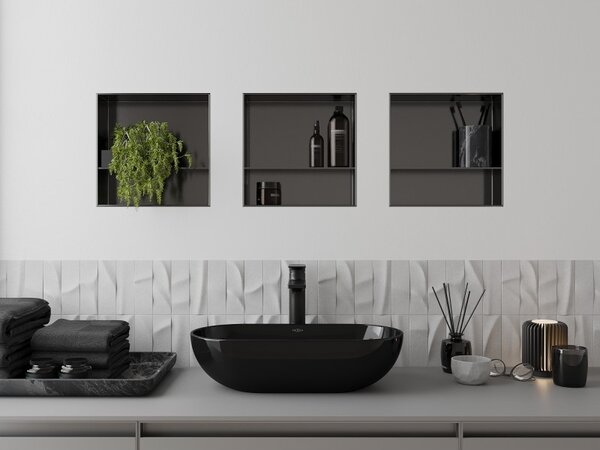 Mexen X-Wall-NR, raft încastrat fără flanșă 30 x 30 cm, grafit mat - 19E1303010S