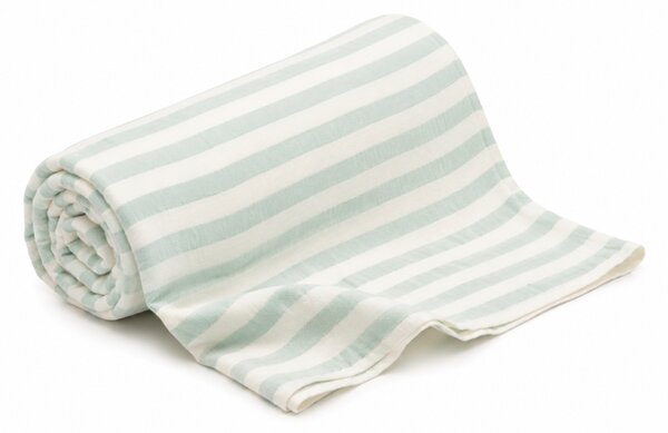 Paturica bebe de vara din muselina vaporoasa 100x100 cm Kidizi Green Stripes