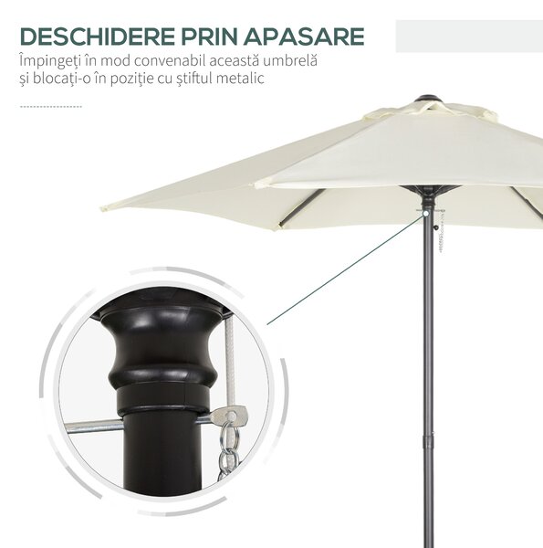 Outsunny Umbrelă Pătrată 2x2m pentru Grădină, Stâlp Central din Aluminiu, Rezistentă la Intemperii, Bej | Aosom Romania