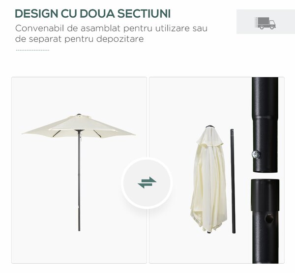 Outsunny Umbrelă Pătrată 2x2m pentru Grădină, Stâlp Central din Aluminiu, Rezistentă la Intemperii, Bej | Aosom Romania