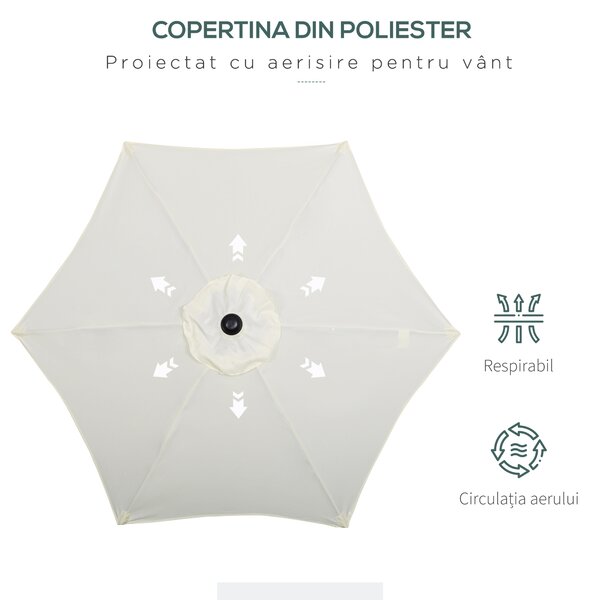 Outsunny Umbrelă Pătrată 2x2m pentru Grădină, Stâlp Central din Aluminiu, Rezistentă la Intemperii, Bej | Aosom Romania