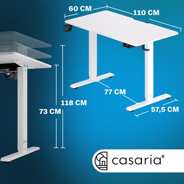 Deuba Birou de birou alb cu inaltime reglabila - 110x60x118 cm