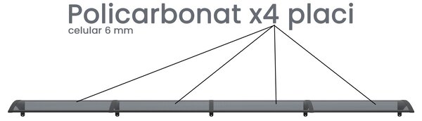 Copertină PREMIUM 400x80 cm, placă 6 mm dintr-o bucată – Negru/Antracit