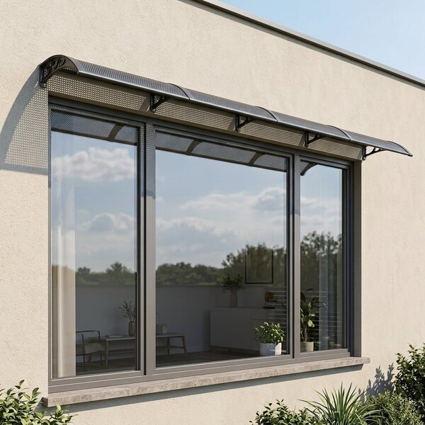 Copertină PREMIUM 400x80 cm, placă 6 mm dintr-o bucată – Negru/Antracit
