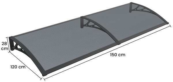 Copertină PREMIUM 150x120 cm, placă 6 mm dintr-o bucată – Negru/Antracit