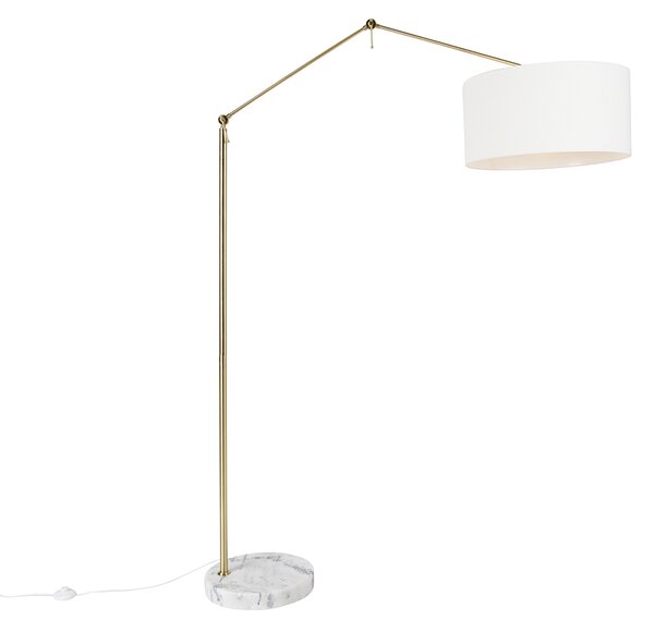 Lampa de podea moderna aurie cu abajur alb 50 cm reglabil - Editor
