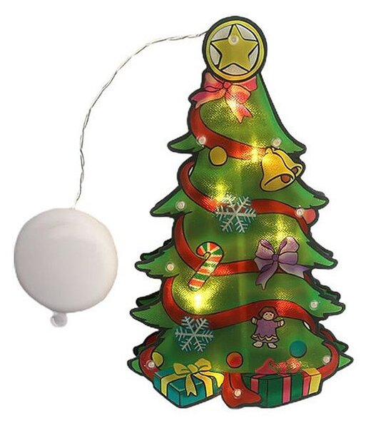 Figurina Brad Craciun, LED-uri alb cald, decor fereastra/vitrina, baterii, IP20