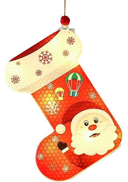 Decoratiune luminoasa LED, cizma Mos Craciun, alb cald, 11.5 cm, IP20