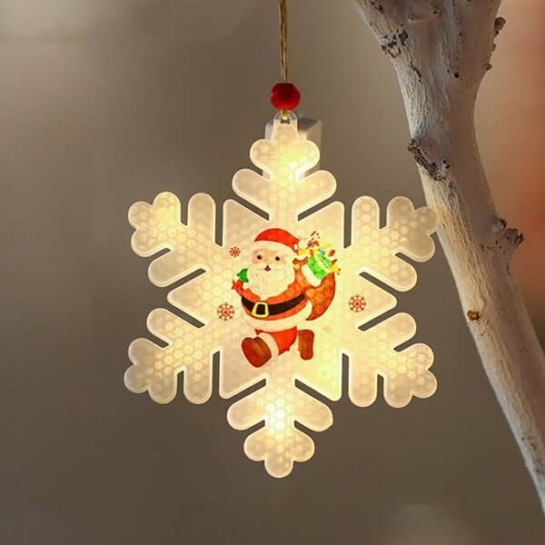 Decoratiune luminoasa fulg de zapada, alb cald, alimentare baterii