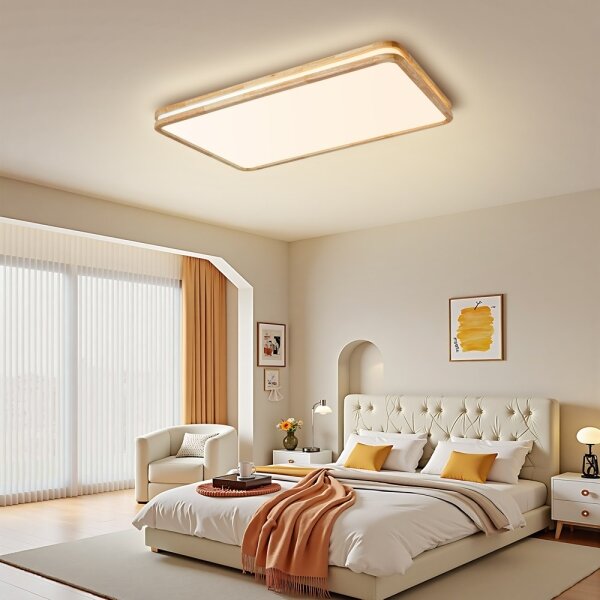 Brilagi - Corp de iluminat LED reglabil MOLINA SQUARE LED/128W/230V, stejar, 90x60 cm + telecomandă