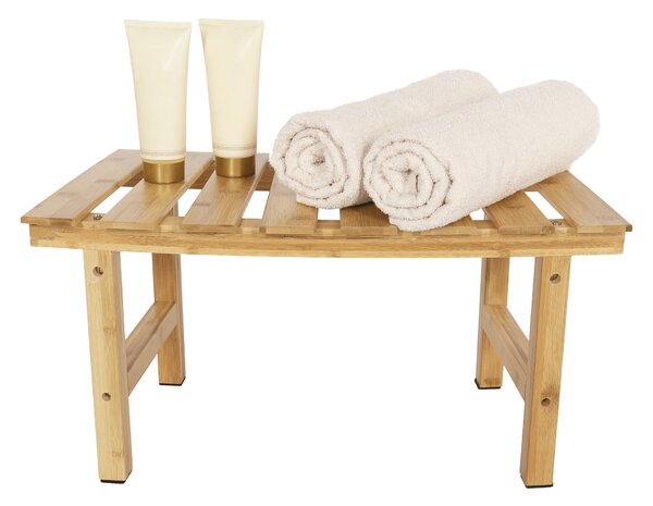 KONDELA Măsuţă auxiliară pentru jacuzzi în formă arcuită, bambus natural, VIREO TYP 3