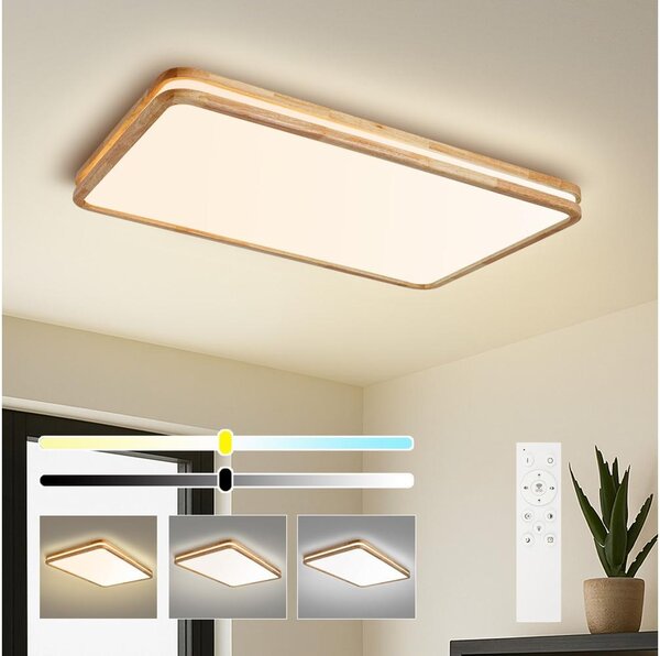Brilagi - Corp de iluminat LED reglabil MOLINA SQUARE LED/128W/230V, stejar, 90x60 cm + telecomandă