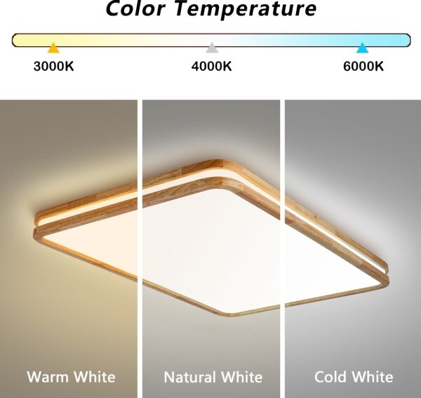 Brilagi - Corp de iluminat LED reglabil MOLINA SQUARE LED/128W/230V, stejar, 90x60 cm + telecomandă
