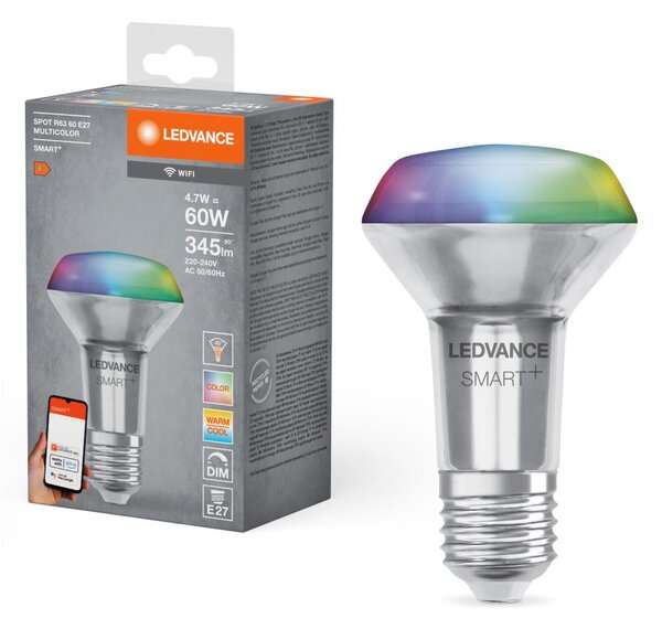 Bec LED RGBW dimerizabil R63 SMART+ E27/4,7W/230V 2700-6500K Wi-Fi -Ledvance