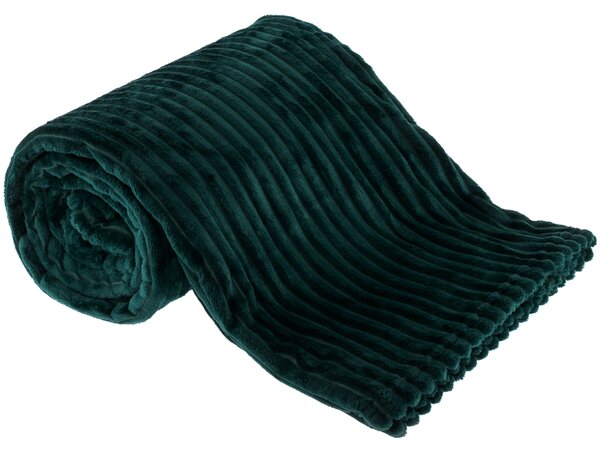 KONDELA Pătură de pluş cu dungi, smarald, 160x200cm, TELAL