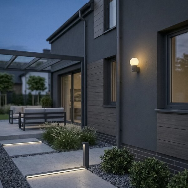 Kanlux 46081 - Lampă de perete pentru exterior cu senzor STONO, 1xE27/15W/230V, IP65, antracit