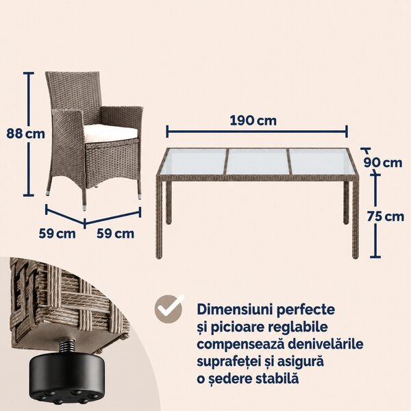 Deuba Set de grădină din ratan Berlin 1+6 - bej/crem