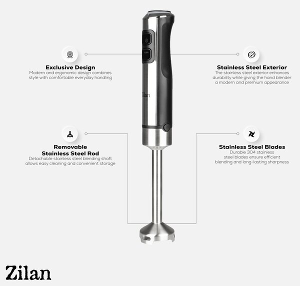 Mixer vertical ZİLAN ZLN3994, 1200W, 15 viteze, functie Turbo, İnox