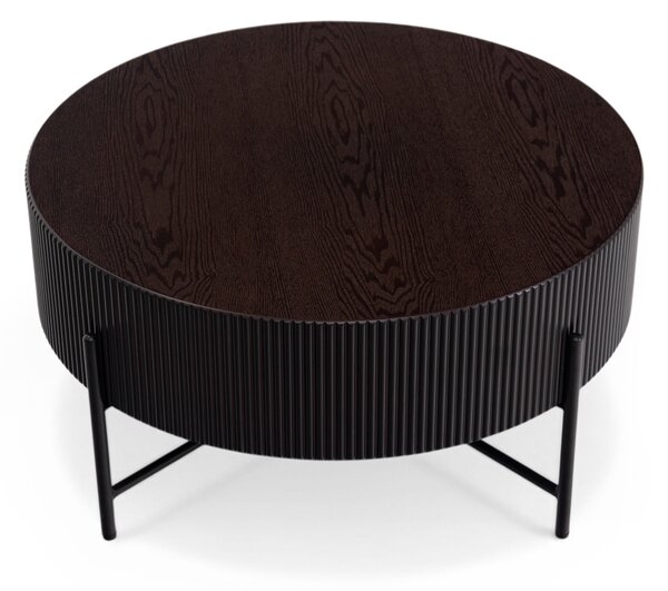 Măsuță de cafea pentru living Corbi 80 cm - nuc închis / negru mat