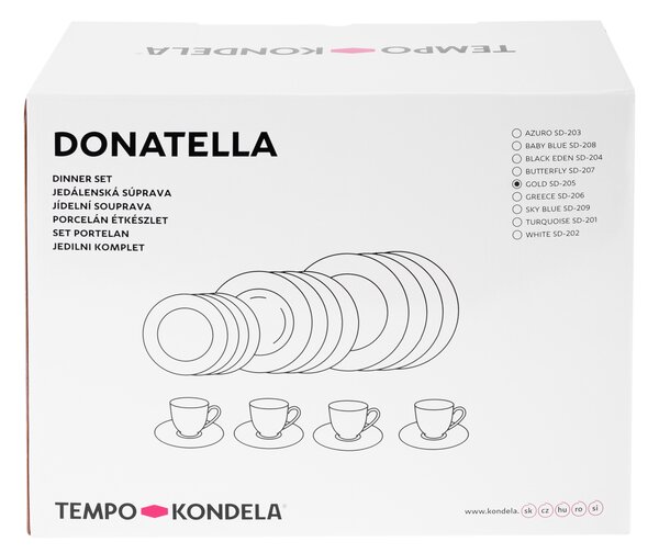 TEMPO-KONDELA DONATELLA GOLD, set de cină, set de 20, porţelan