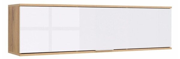 Dulap de perete Tivetra 110, Alb lucios, Stejar Wotan, PAL laminat, 37x135x31cm, 19 kg