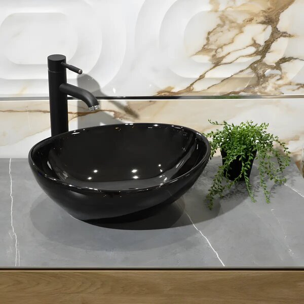 Lavoar baie Pe Blat Lima 39x32.5cm, Negru Mat, Portelan