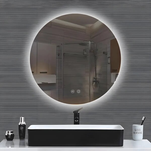 Oglinda Baie Led Blum R70cm, Sticla Gri, Functie Dezaburire