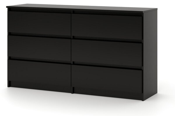 Comodă SIMPLE 120 cm 6 sertare negru