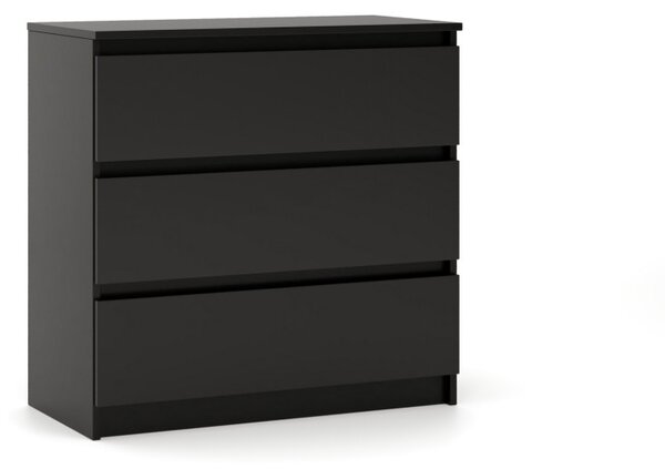 Comodă SIMPLE 80 cm 3 sertare negru