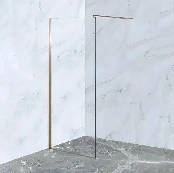 Paravan Dus Walk-In Una 80x195cm, Sticla Securizata 8mm, Profil Aluminiu Auriu