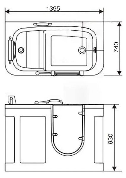 Cada Pentru Varstnici si Persoane cu Dizabilitati Diana 135x73x94cm, Acril, Usa De Acces