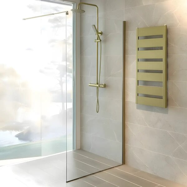 Paravan Dus Walk-In Una 80x195cm, Sticla Securizata 8mm, Profil Aluminiu Auriu