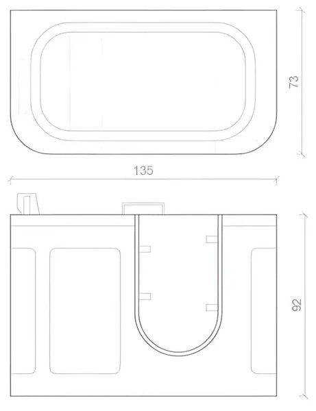Cada Pentru Varstnici si Persoane cu Dizabilitati Diana 135x73x94cm, Acril, Usa De Acces