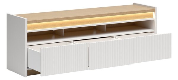 Comodă TV Etrsalo 102, Gri deschis, Stejar, PAL laminat, 56x154x40cm, 50 kg