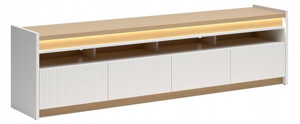 Comodă TV Etrsalo 101, Gri deschis, Stejar, PAL laminat, 56x204x40cm, 65 kg