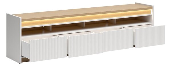 Comodă TV Etrsalo 101, Gri deschis, Stejar, PAL laminat, 56x204x40cm, 65 kg