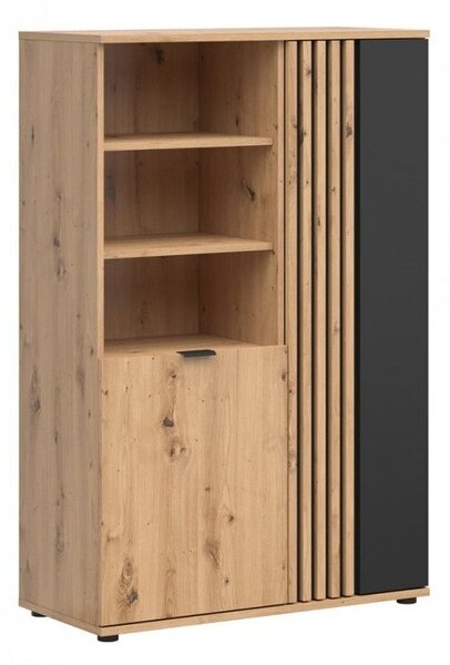 Bufet Orlnolu 120, Stejar artizan, Negru, PAL laminat, 137x90x40cm, 56 kg