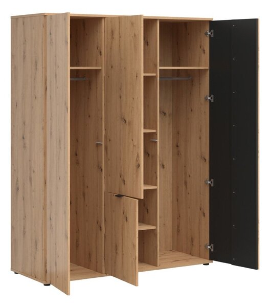 Set de mobilier Orlnolu 121, Stejar artizan, Negru, MDF, PAL laminat