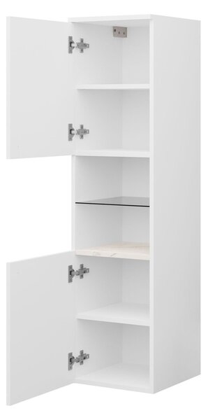 Cabinet de baie suspendat Salus, Marmură albă, Alb, PAL laminat, 133x35x34cm, 23 kg