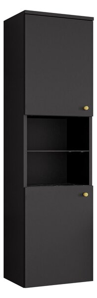 Cabinet de baie suspendat Salus, Marmură neagră, Negru, PAL laminat, 133x35x34cm, 23 kg