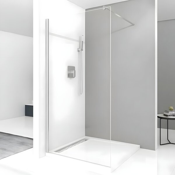 Paravan Dus Walk-In Una 70x195cm, Sticla Securizata 8mm, Profil Aluminiu Cromat